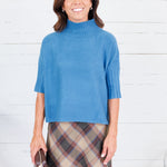 The Maple Teal Turtleneck Sweater Rain + Rose