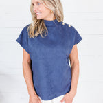 Thistle Navy Suede Top THML