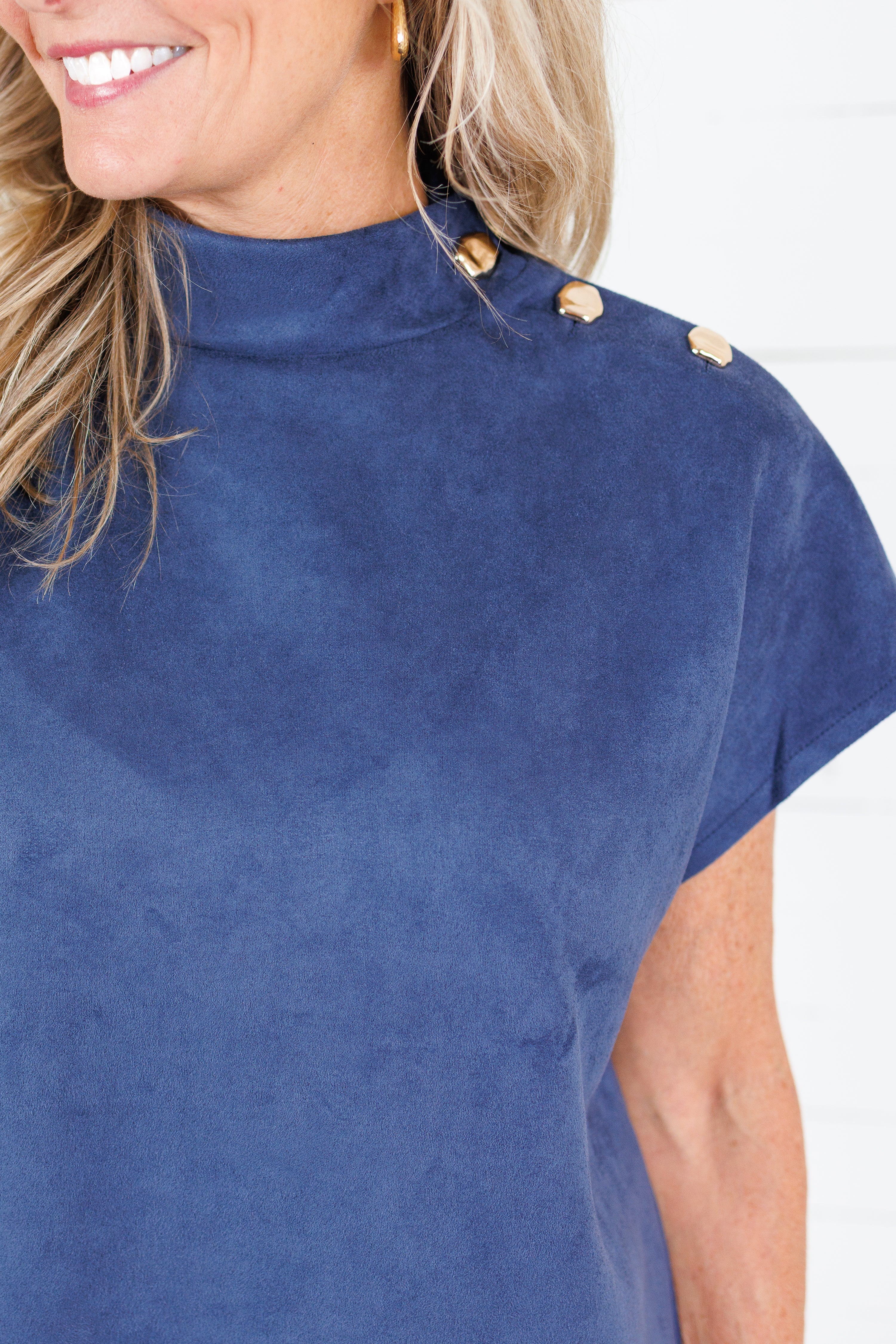 Thistle Navy Suede Top THML