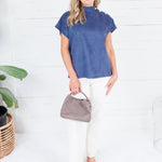 Thistle Navy Suede Top THML