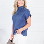 Thistle Navy Suede Top THML