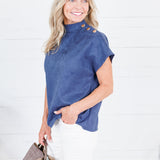 Thistle Navy Suede Top THML