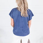 Thistle Navy Suede Top THML