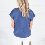 Thistle Navy Suede Top THML