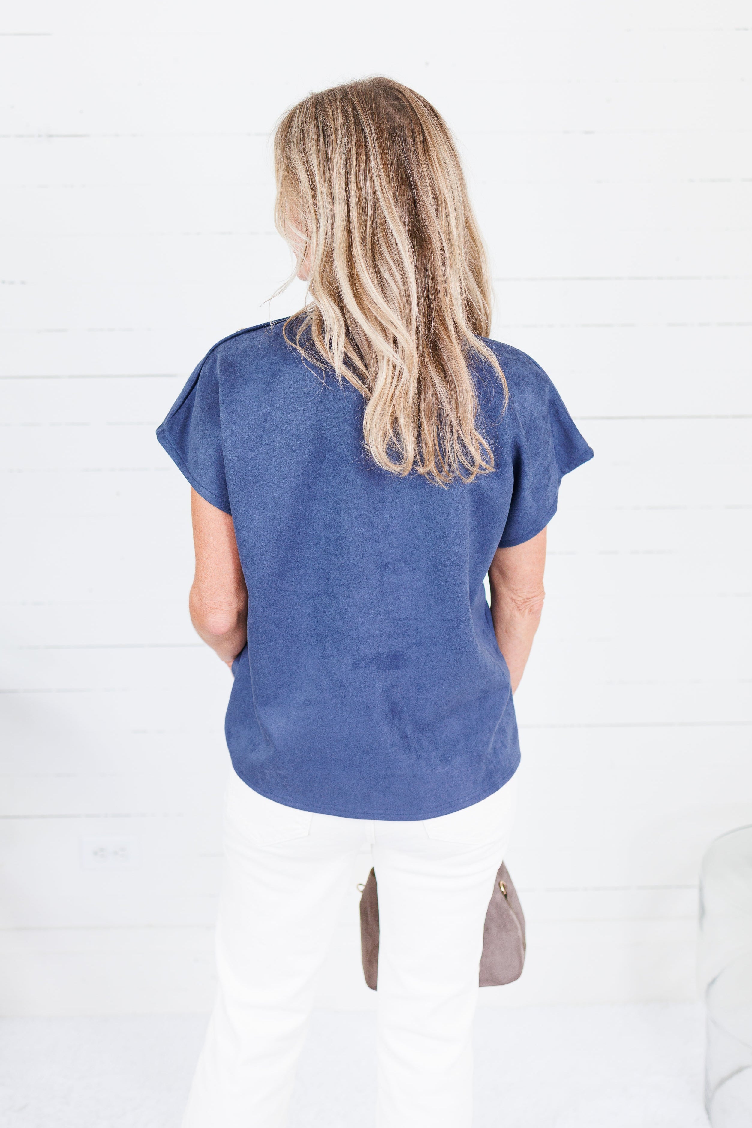 Thistle Navy Suede Top THML