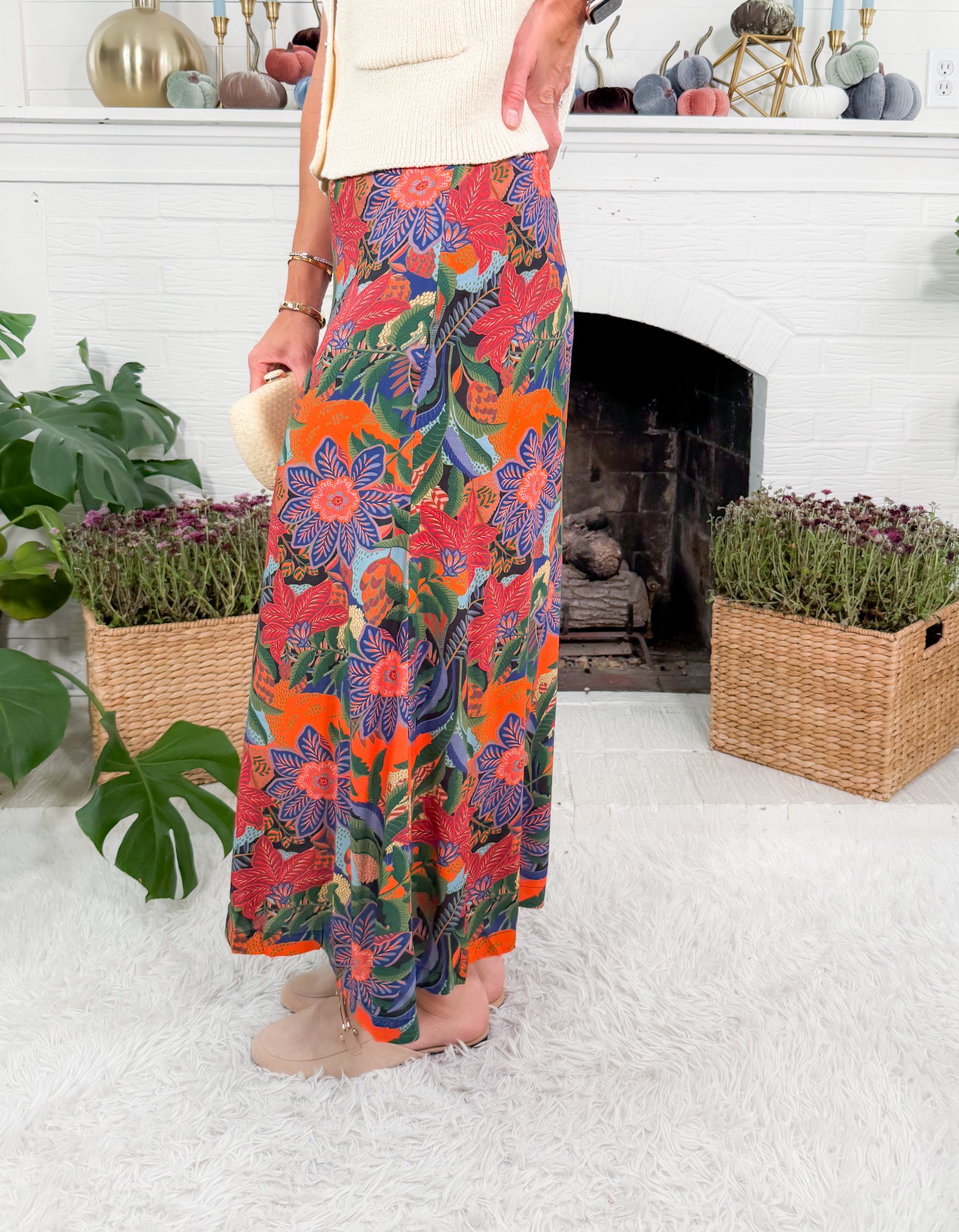 Tiffany Salmon Rose Maxi Skirt Briton Court