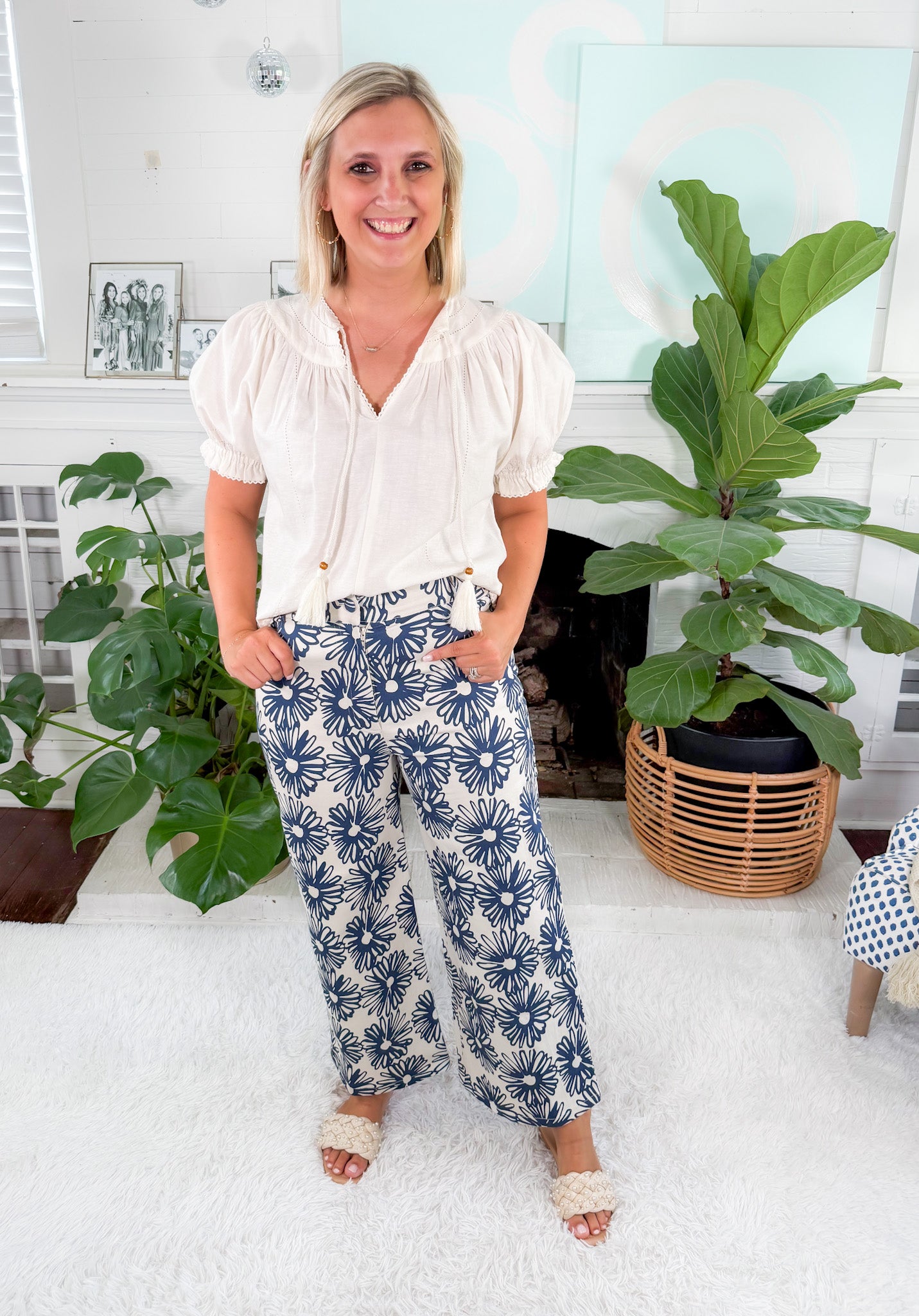 Tilda Hand Drawn Daisies Pants Elizabeth James the Label
