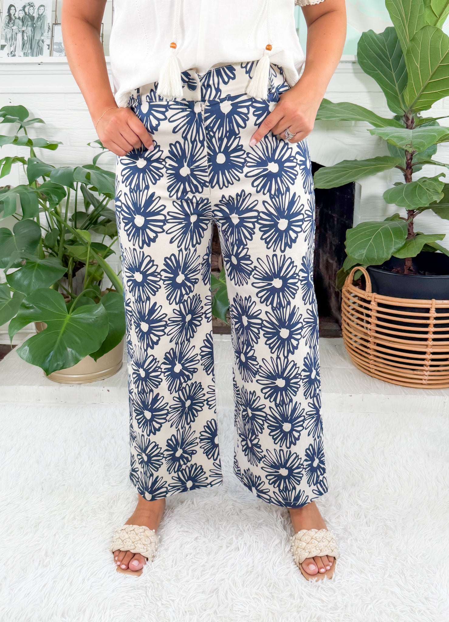 Tilda Hand Drawn Daisies Pants Elizabeth James the Label
