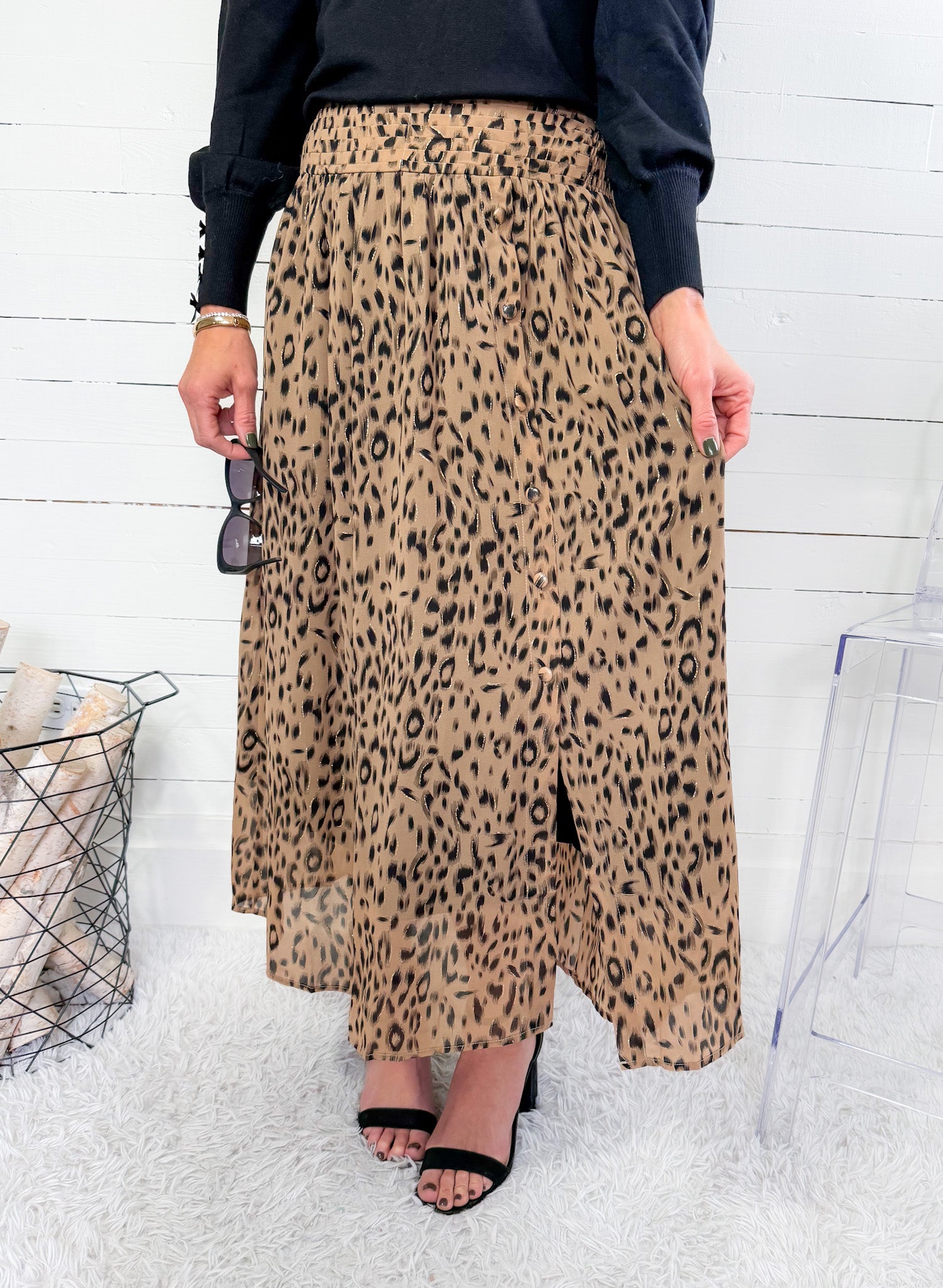 Tillman Sparkle Leopard Maxi Skirt Molly Bracken