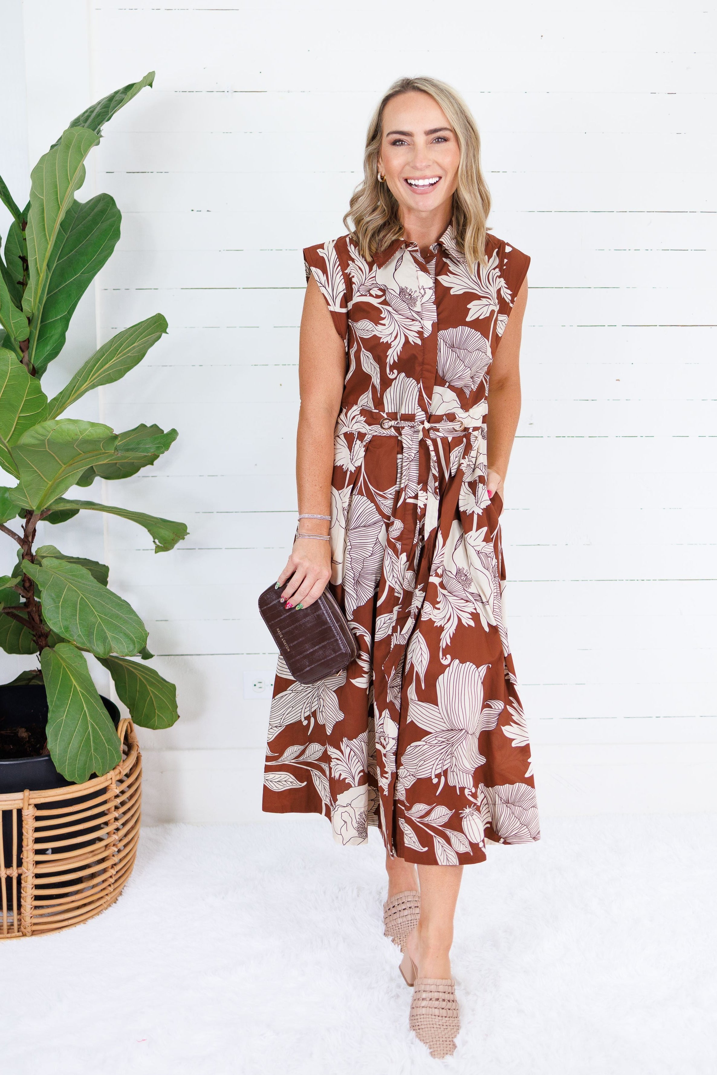Tilly Brown Botanical Maxi Dress Entro