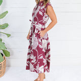 Tilly Wine Botanical Maxi Dress Entro
