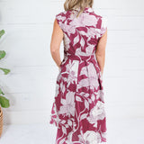 Tilly Wine Botanical Maxi Dress Entro