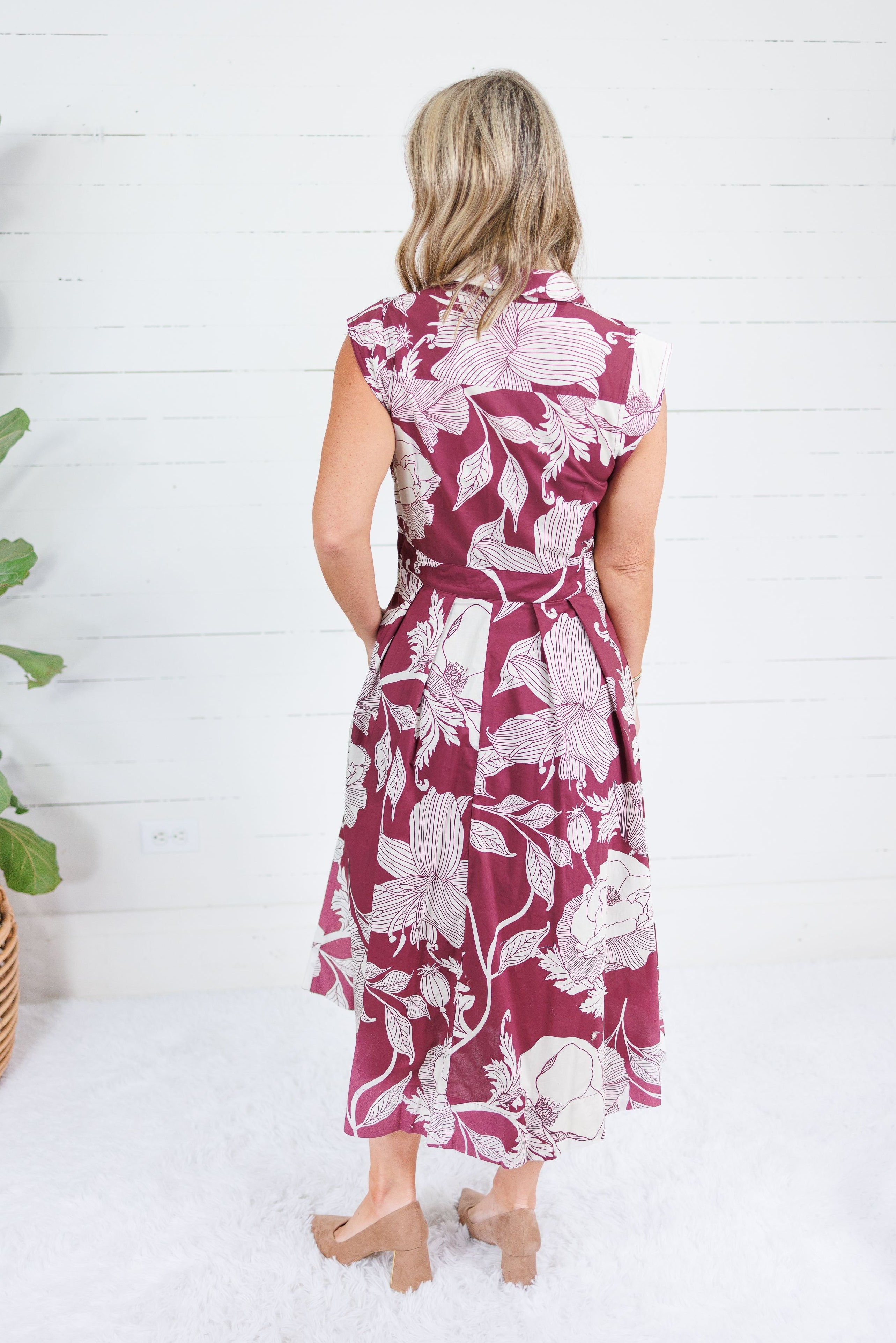 Tilly Wine Botanical Maxi Dress Entro