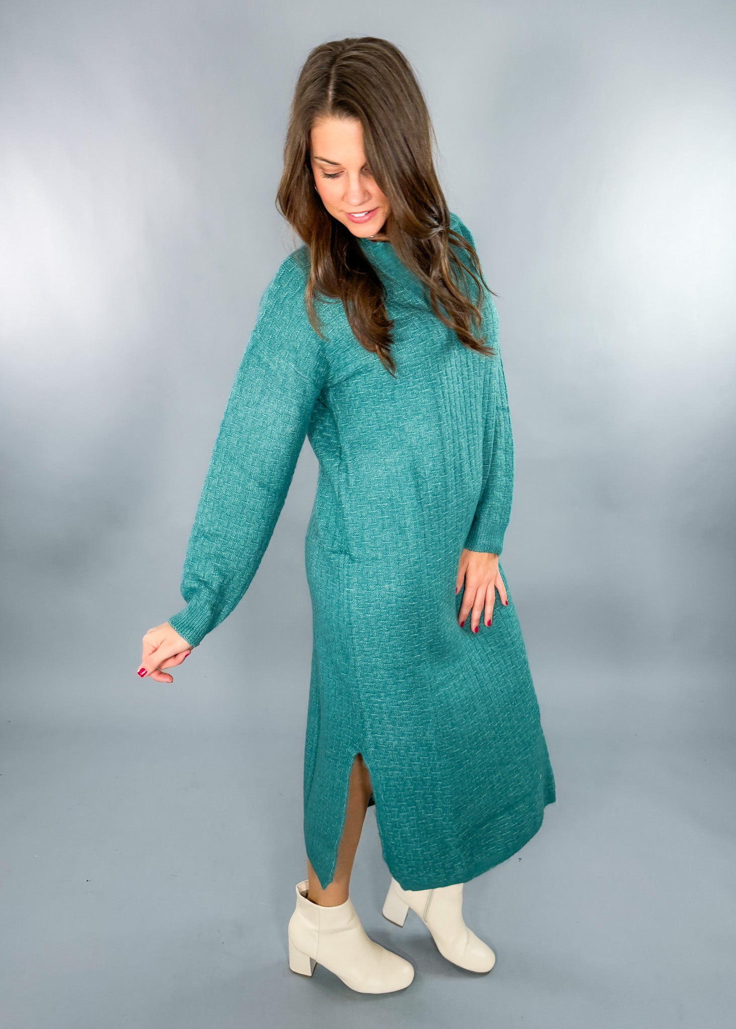 Timea Bleu Canard Sweater Dress FRNCH