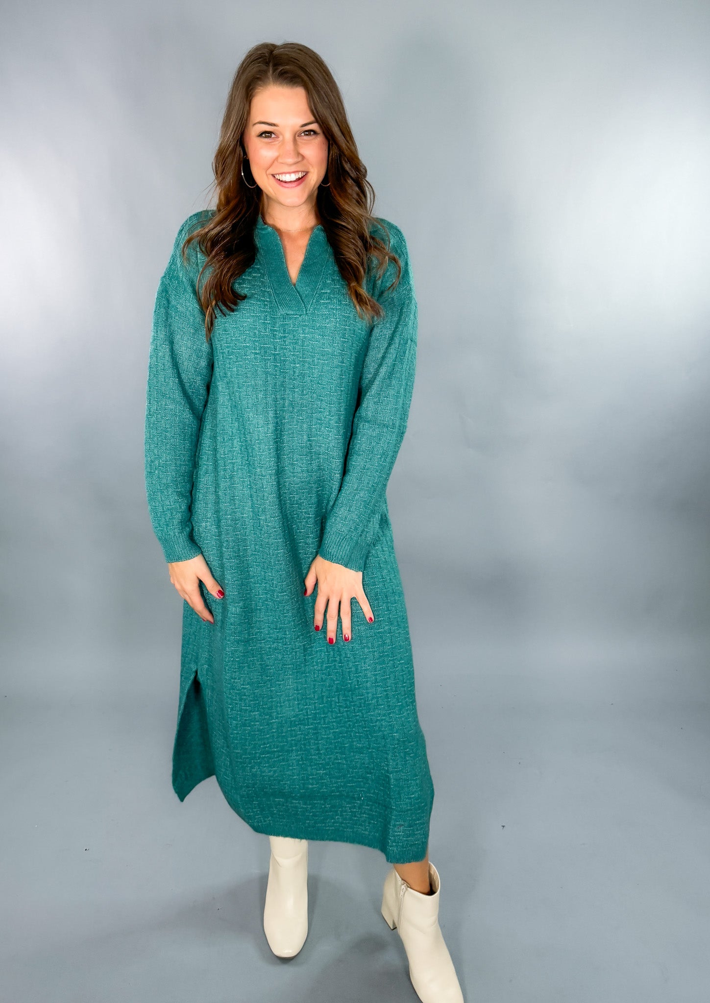 Timea Bleu Canard Sweater Dress FRNCH