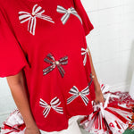 Tina Crimson + White Bows Top Mary Square