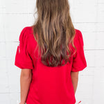Tina Crimson + White Bows Top Mary Square