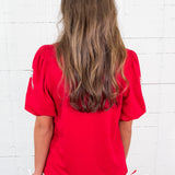 Tina Crimson + White Bows Top Mary Square