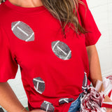Tina Crimson + White Footballs Top Mary Square