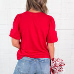 Tina Crimson + White Footballs Top Mary Square