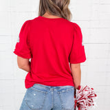 Tina Crimson + White Footballs Top Mary Square