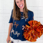Tina Navy + Orange Bows Top Mary Square