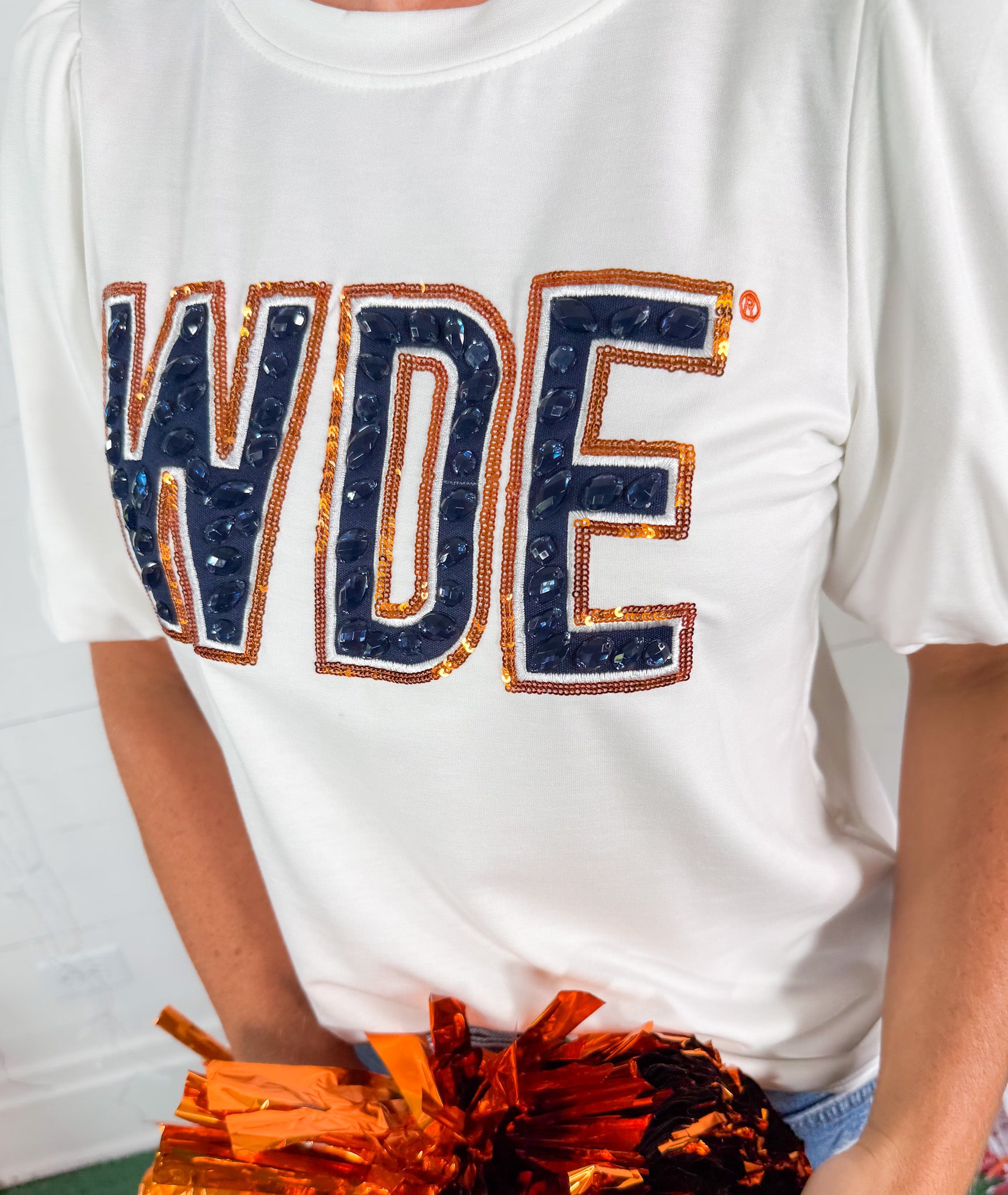 Tina White Jeweled WDE Top Mary Square