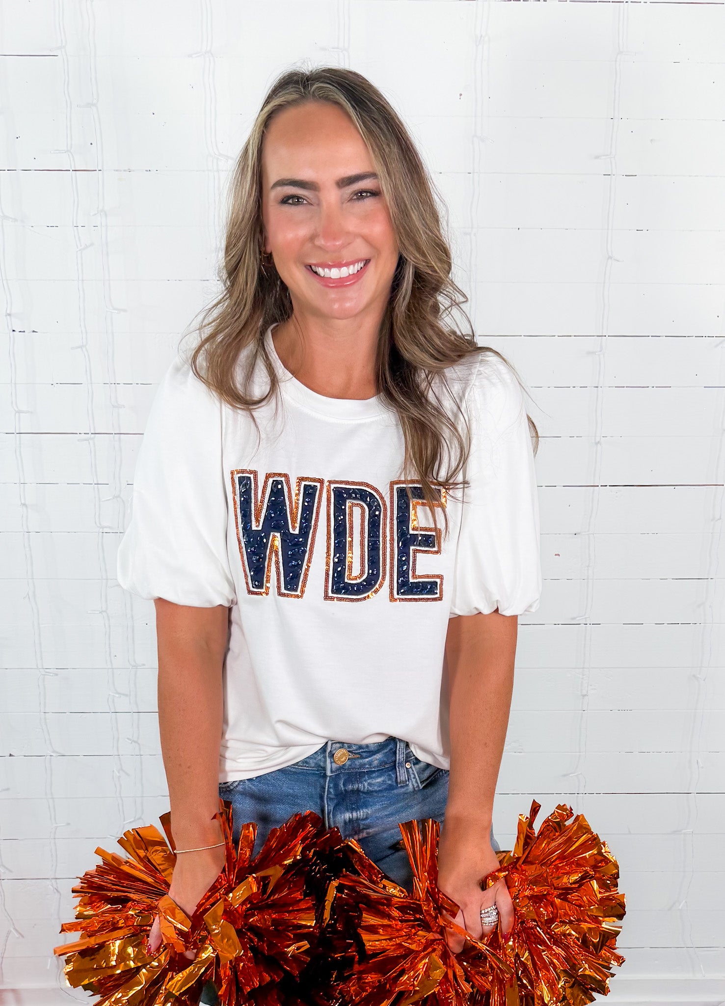 Tina White Jeweled WDE Top Mary Square