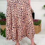 Tolley Brown Leopard Ruffle Tier Skirt