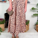 Tolley Brown Leopard Ruffle Tier Skirt