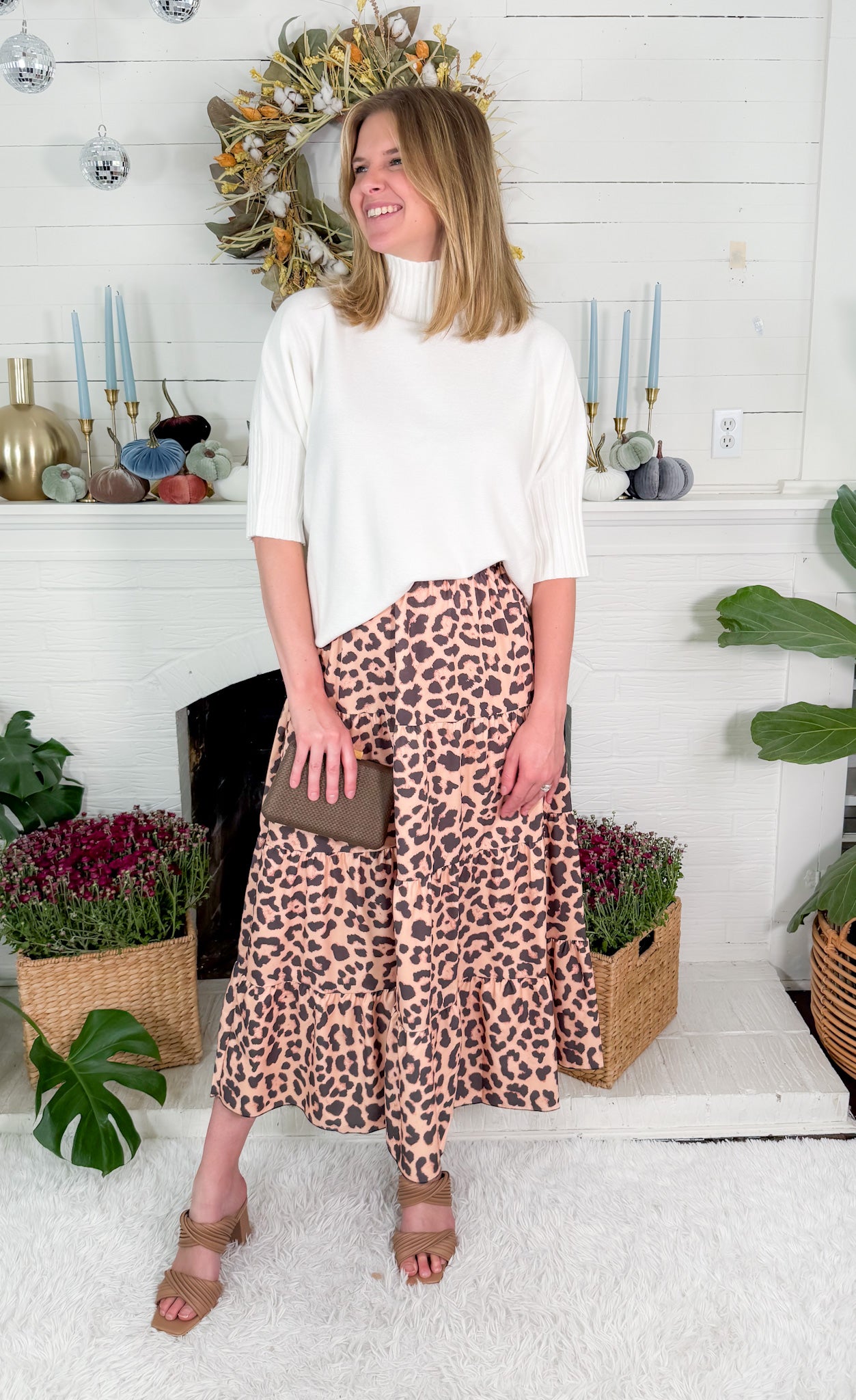 Tolley Brown Leopard Ruffle Tier Skirt