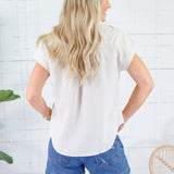 Tolley Khaki Stripe Popover Top Blu Pepper