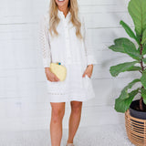 Tori White Eyelet Mini Shift Dress PINCH