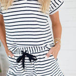 Touchdown Navy Stripe Shorts Elle Grey