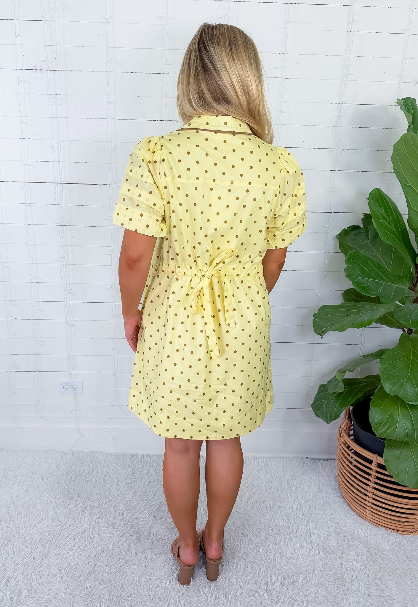 Townes Lemon Polka Dot Mini Dress Entro