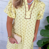 Townes Lemon Polka Dot Mini Dress Entro