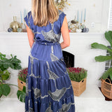 Toya Navy Egret Satin Maxi Dress Pinch