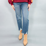 Tracey Dark Blue High Rise Straight Leg Jean Hidden