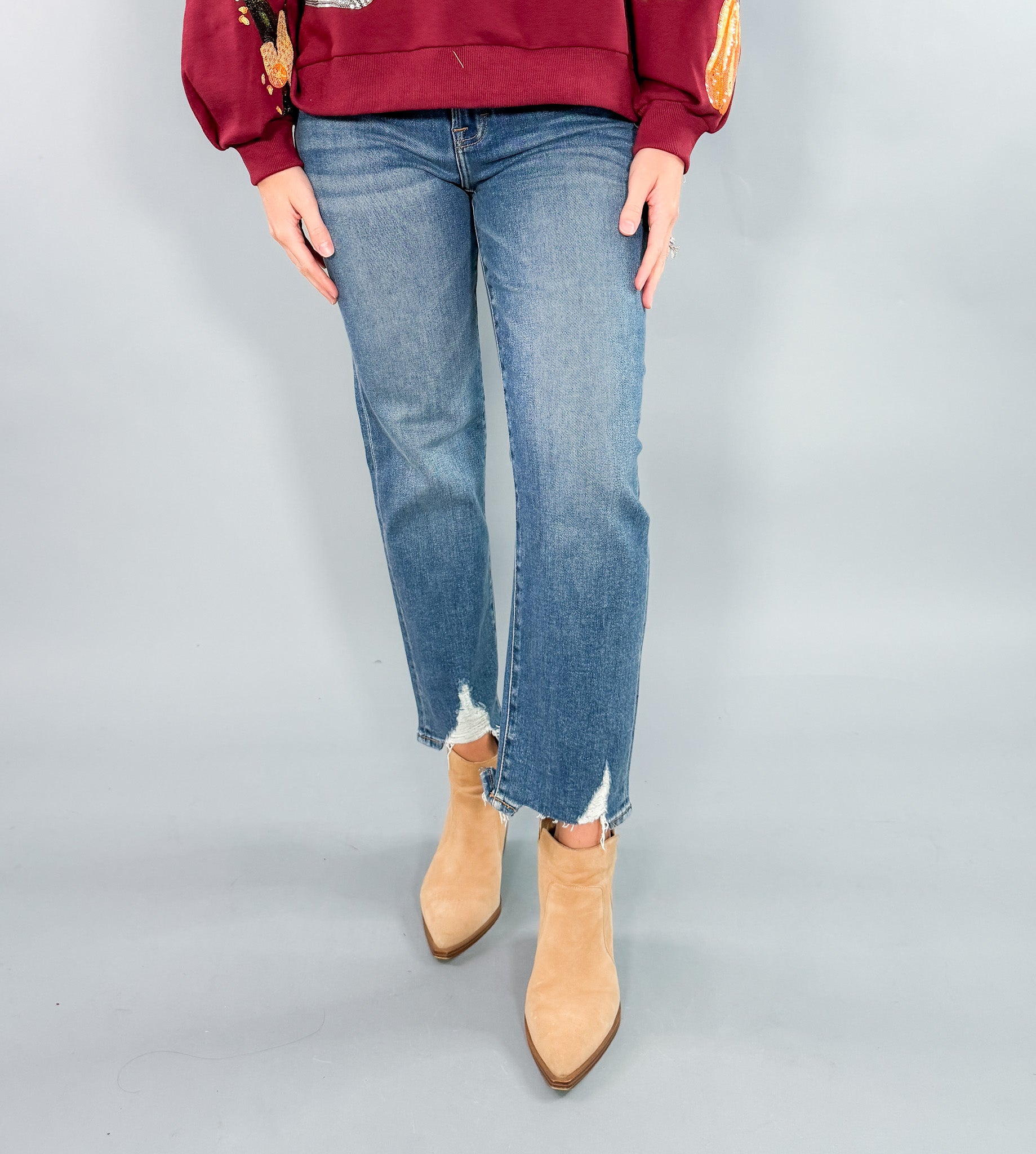 Tracey Dark Blue High Rise Straight Leg Jean Hidden