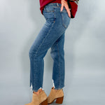 Tracey Dark Blue High Rise Straight Leg Jean Hidden