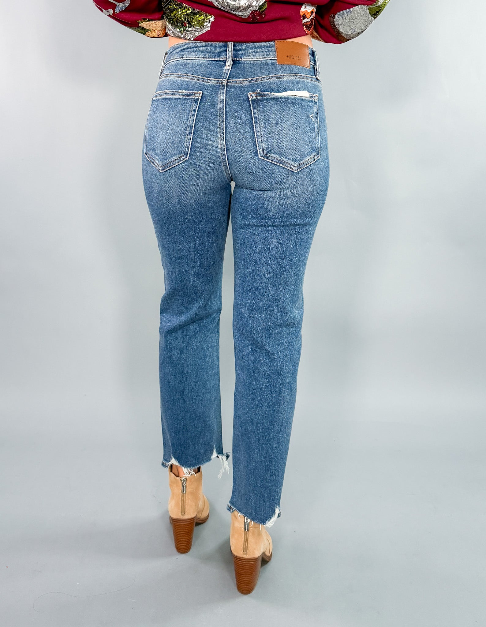 Tracey Dark Blue High Rise Straight Leg Jean Hidden