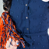 Trexler Navy Dot Button Pleated Mini Dress Current Air