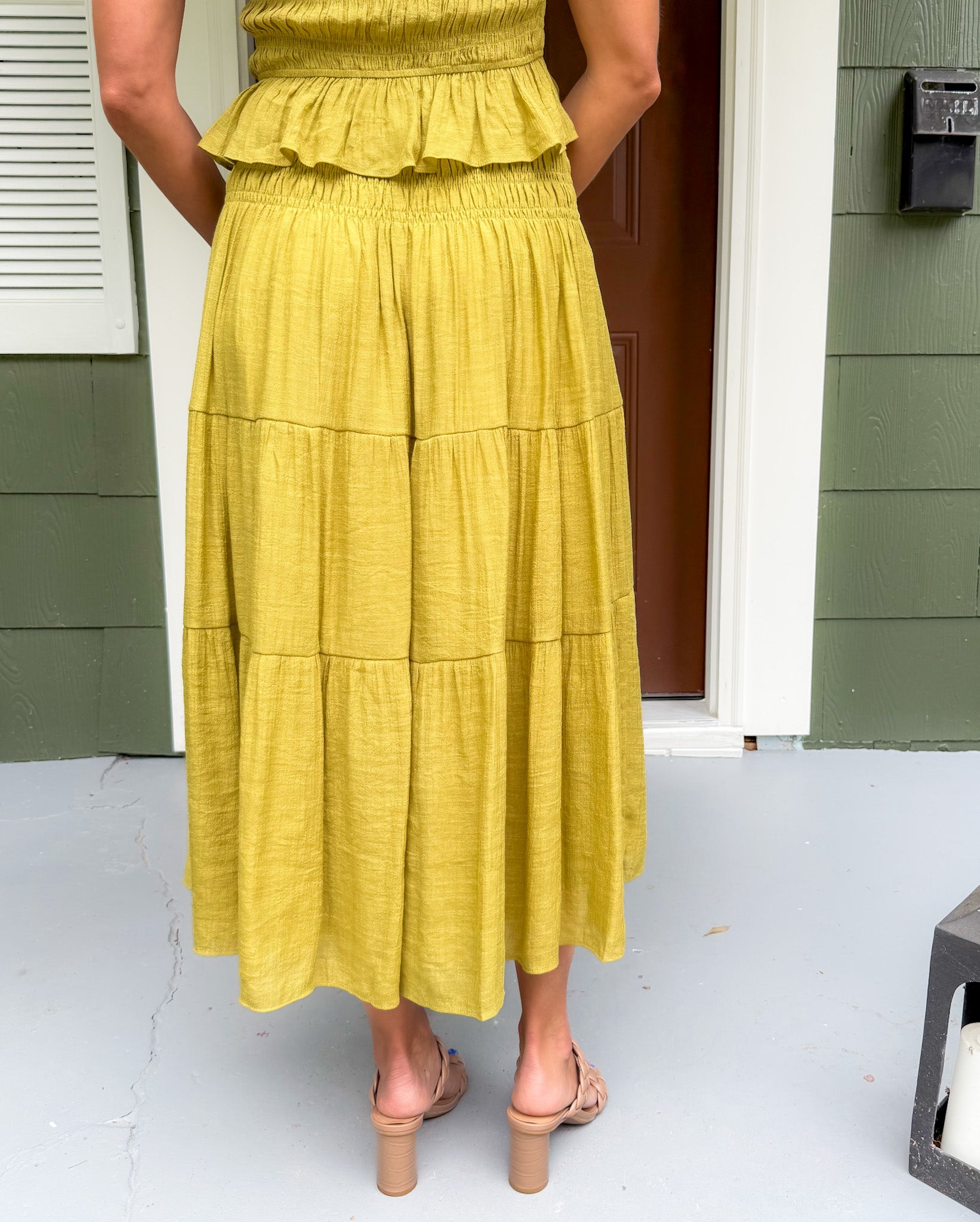 Tropez Chartreuse Smocked Skirt Lucy Paris 