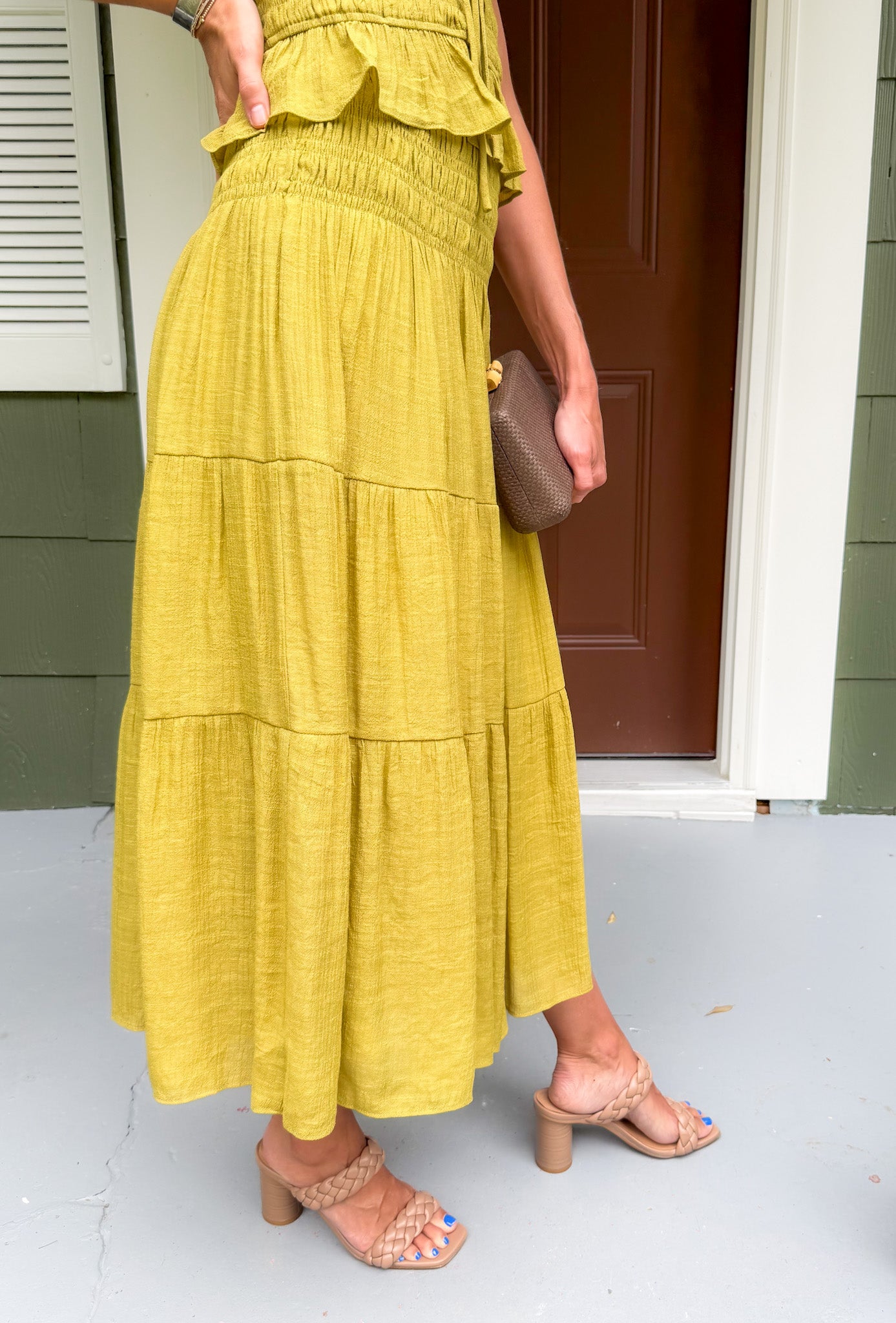 Tropez Chartreuse Smocked Skirt Lucy Paris 