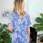 Tucker Athena Blue Paisley Top Meet Me in Santorini