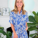 Tucker Athena Blue Paisley Top Meet Me in Santorini