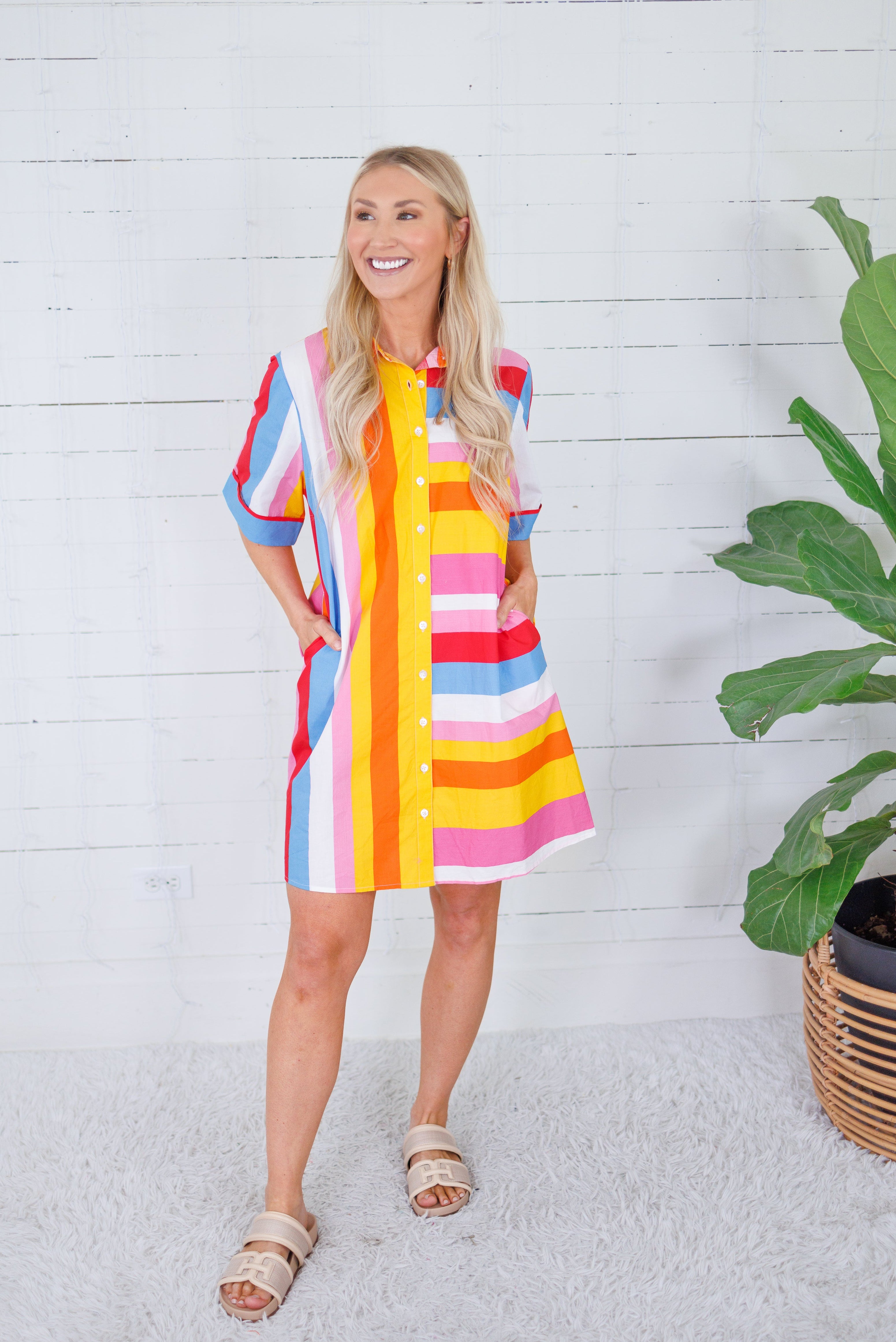 Tucker Big Top Striped Shirt Dress THML