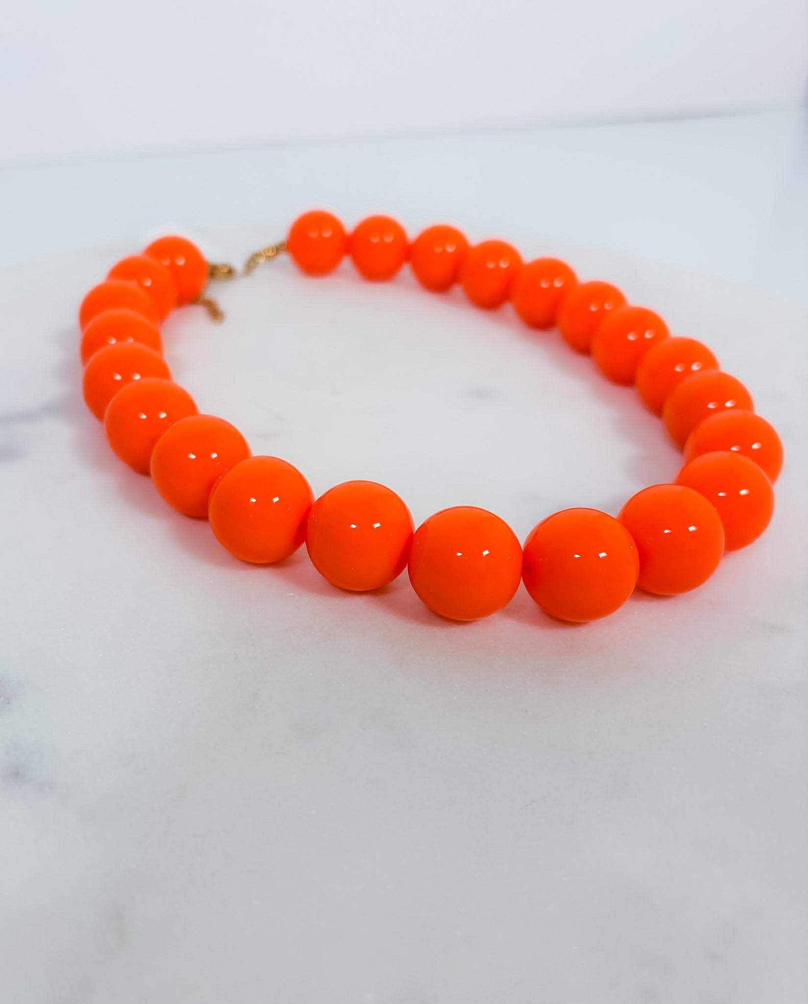 Tucker Neon Orange Ball Bead Necklace
