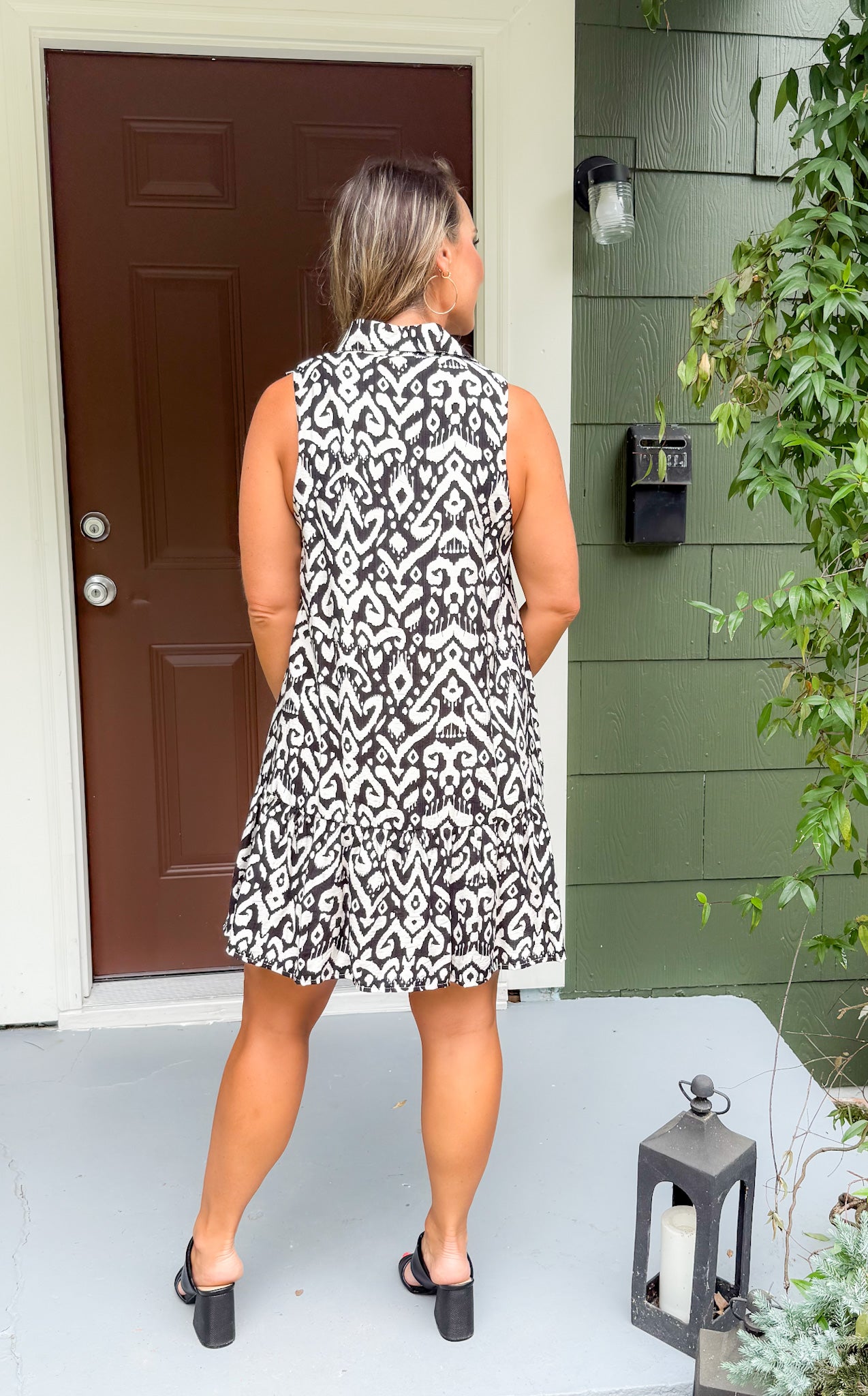 Tully Black + White Snap Front Mini Dress THML