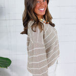 Tupelo Oatmeal + White Stripes Summer Sweater Mustard Seed